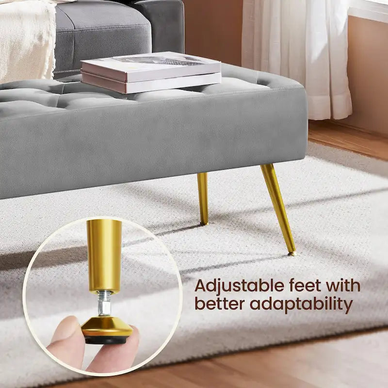 Yaheetech Upholstered Footstool Velvet Ottoman Button-Tufted Table Bench - 451617