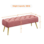 Yaheetech Upholstered Footstool Velvet Ottoman Button-Tufted Table Bench - 451617