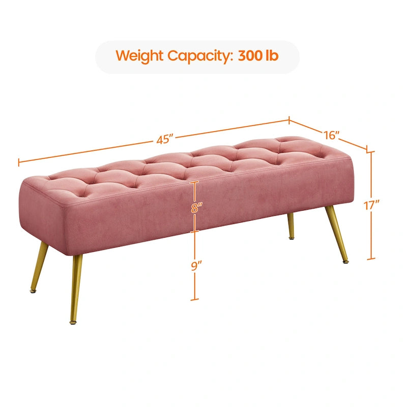 Yaheetech Upholstered Footstool Velvet Ottoman Button-Tufted Table Bench - 451617