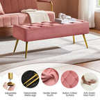 Yaheetech Upholstered Footstool Velvet Ottoman Button-Tufted Table Bench - 451617
