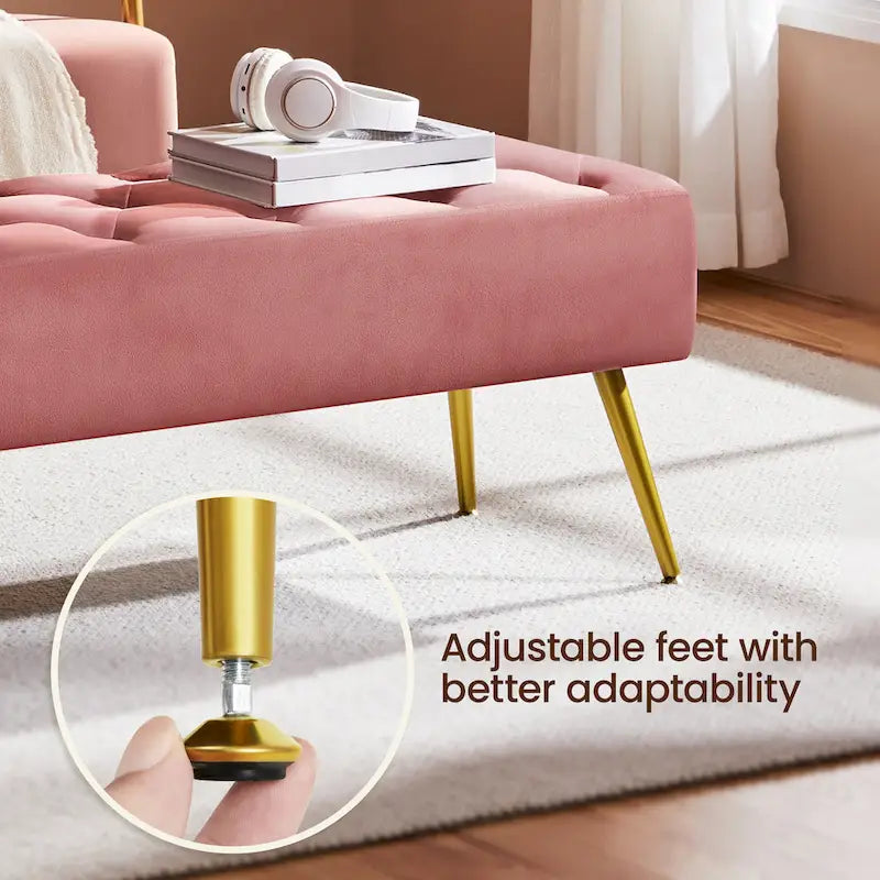 Yaheetech Upholstered Footstool Velvet Ottoman Button-Tufted Table Bench - 451617