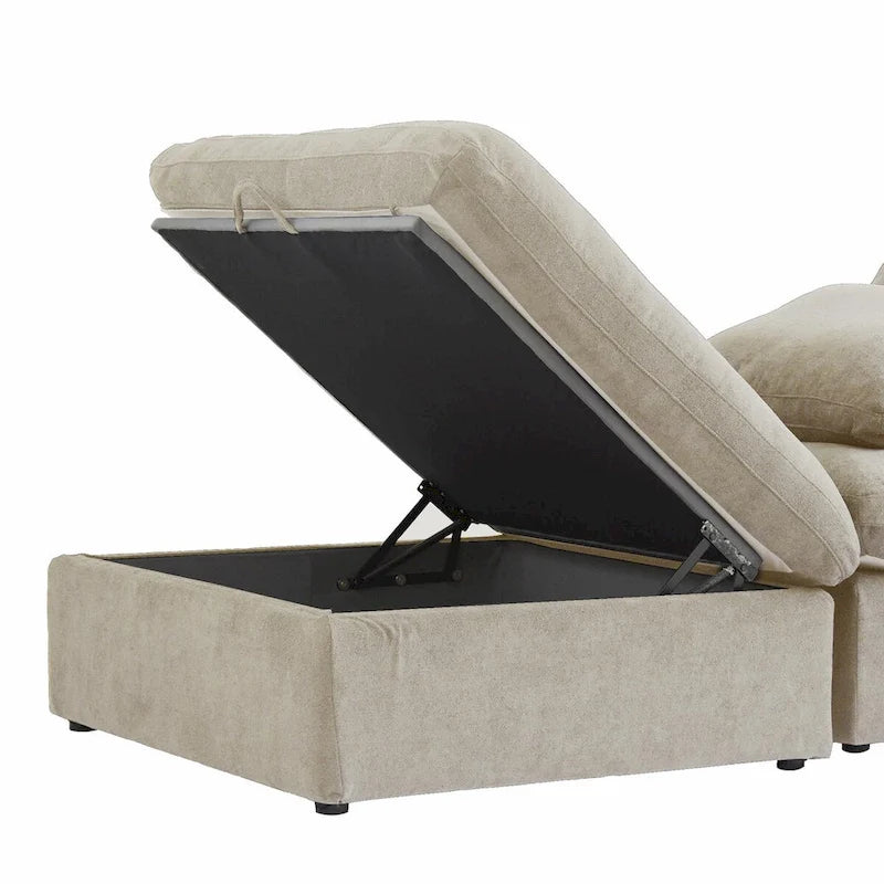 Cloud Modular Sectional Sofa, 6 Seater Corner Sofa with Pillows and Ottoman