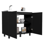 Napoles 2 Utility Sink with Cabinet, Stainless Steel Countertop, Interior Shelf