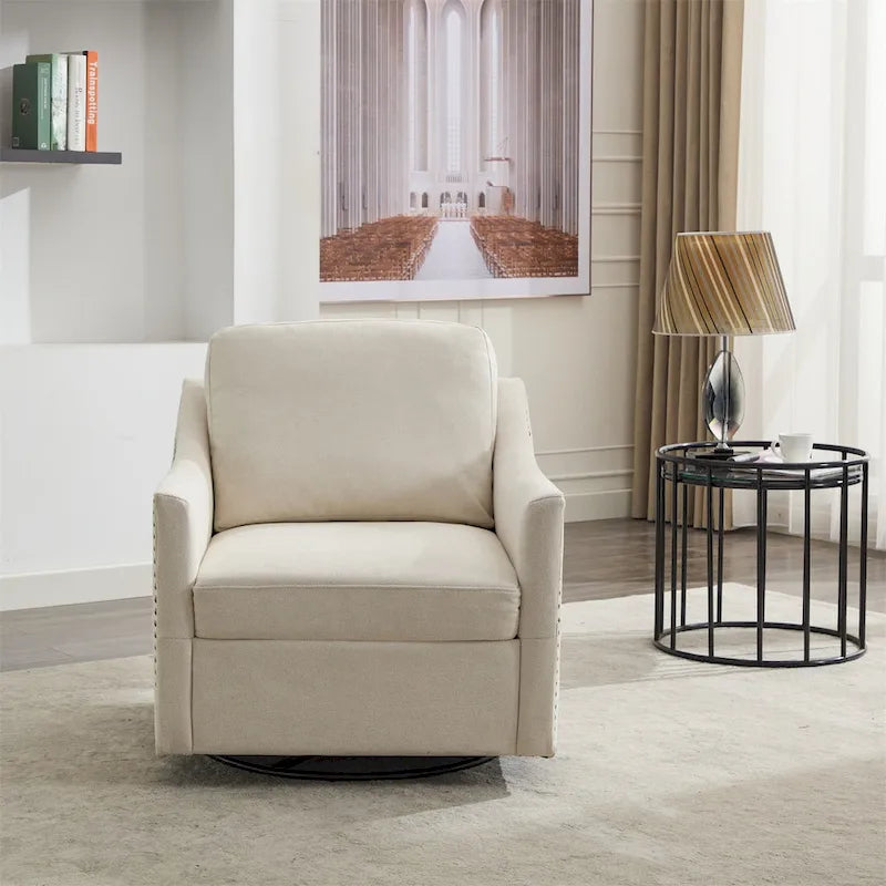 Modern Fabric Accent Swivel Chair with USB Ports, Set of 1