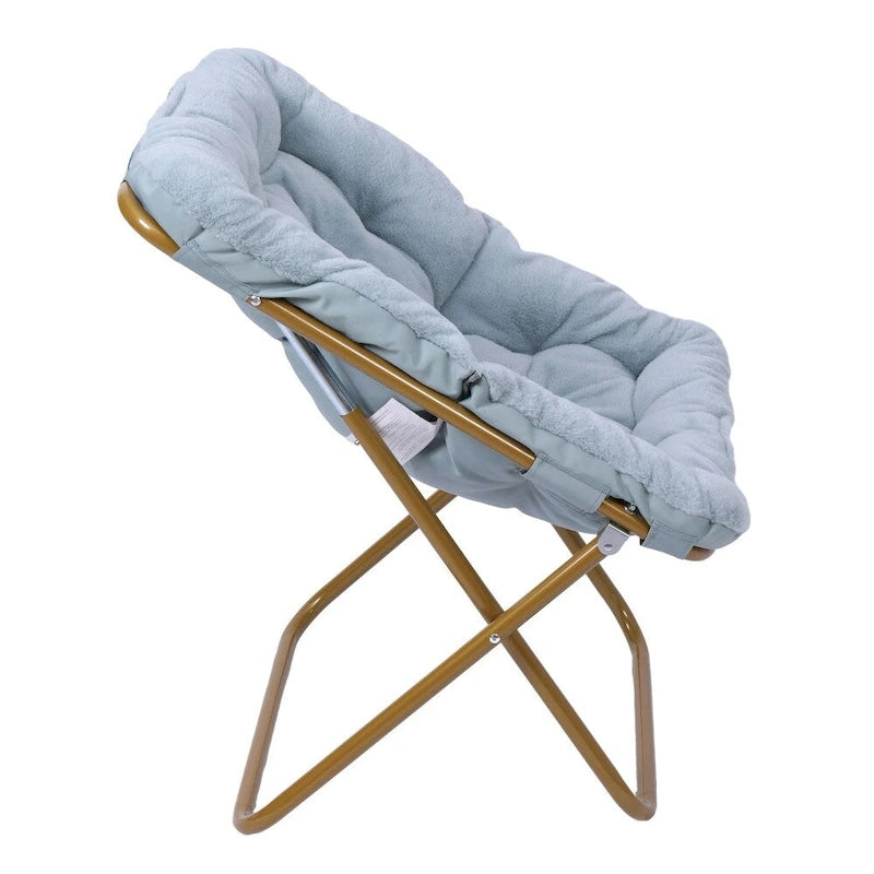 Oversized Folding Upholstered Saucer Chair with Ottoman
