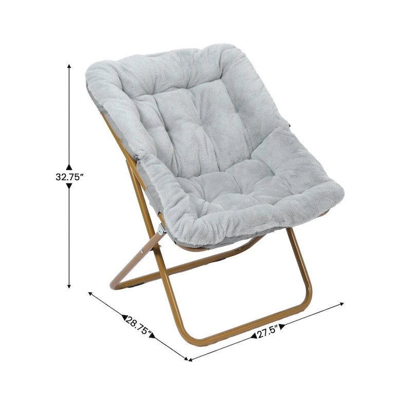 Oversized Folding Upholstered Saucer Chair with Ottoman