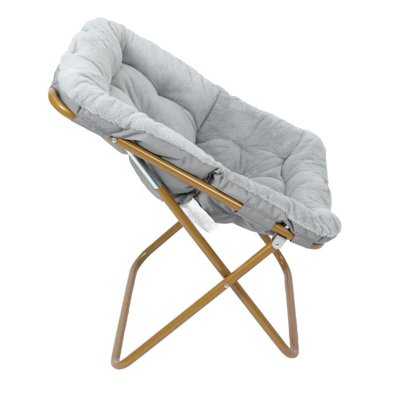 Oversized Folding Upholstered Saucer Chair with Ottoman
