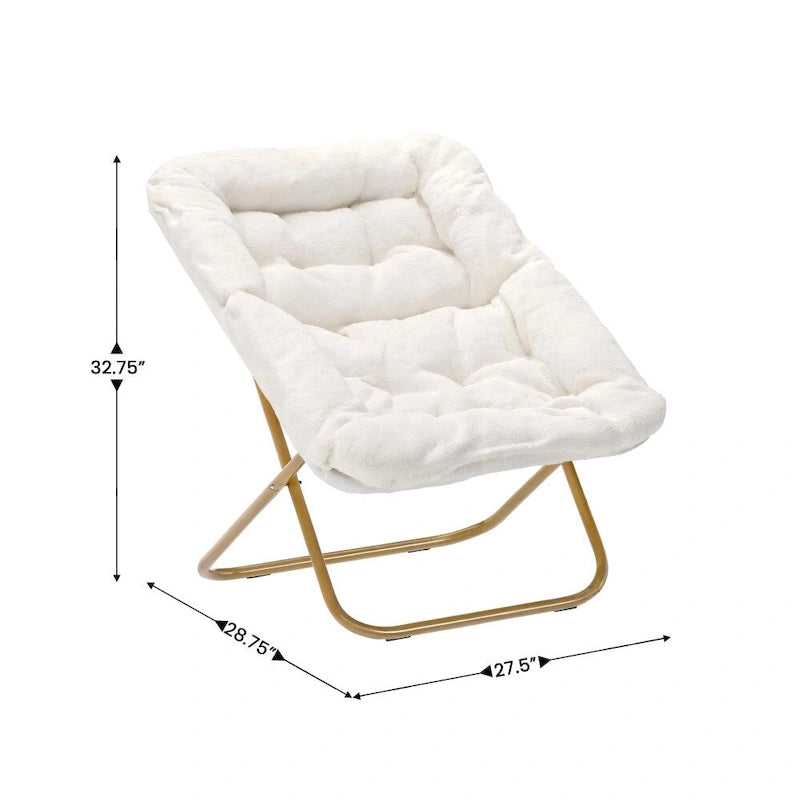 Oversized Folding Upholstered Saucer Chair with Ottoman