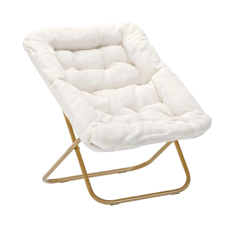 Oversized Folding Upholstered Saucer Chair with Ottoman