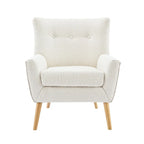 Modern Plush Fabric Accent Chair with Wood Legs
