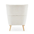 Modern Plush Fabric Accent Chair with Wood Legs
