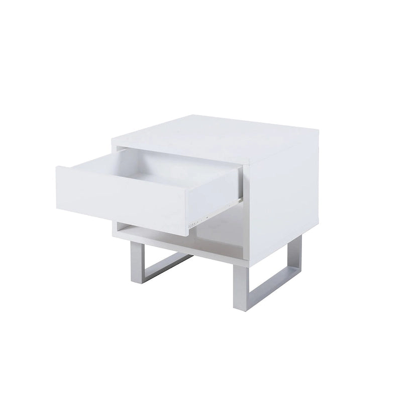Mila High Glossy White Rectangular 1-drawer End Table