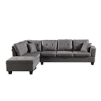 Fabric Left Chaise Sofa Set with Storage Ottoman