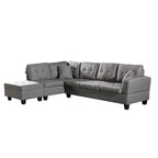 Fabric Left Chaise Sofa Set with Storage Ottoman