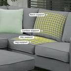 112*87 Sectional Sofa Couche Living Room Sets,7 Seats Sectional Sofa with Ottoman, L Shape Sofa Corner Couch Set with 3 Pillows