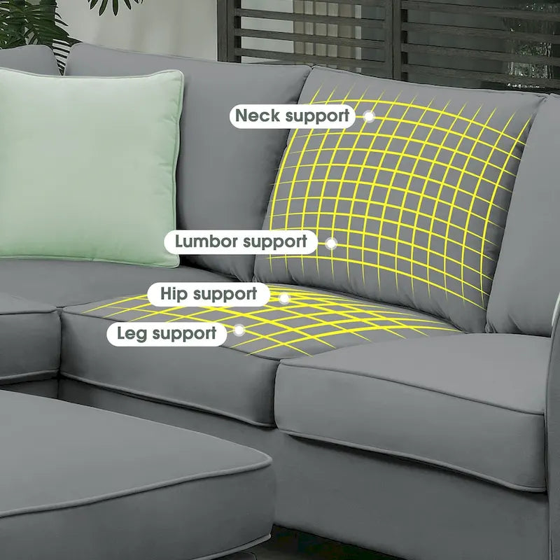 112*87 Sectional Sofa Couche Living Room Sets,7 Seats Sectional Sofa with Ottoman, L Shape Sofa Corner Couch Set with 3 Pillows