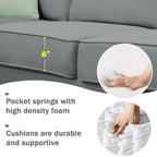 112*87 Sectional Sofa Couche Living Room Sets,7 Seats Sectional Sofa with Ottoman, L Shape Sofa Corner Couch Set with 3 Pillows