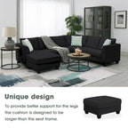 112*87 Sectional Sofa Couche Living Room Sets,7 Seats Sectional Sofa with Ottoman, L Shape Sofa Corner Couch Set with 3 Pillows