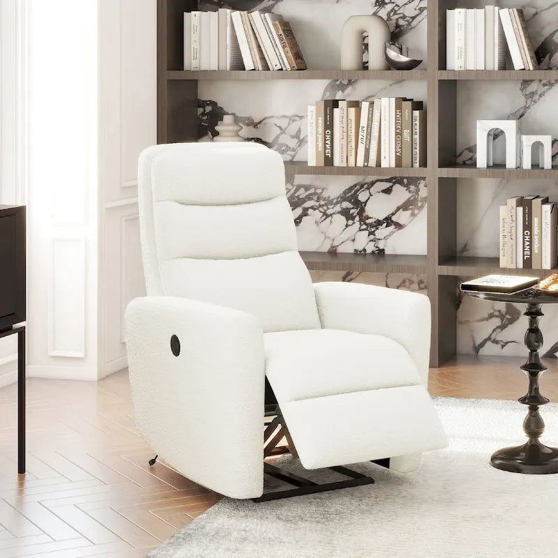 Bloomy 35.5 Boucle Upholstered High-Back Power Recliner Motion Chair