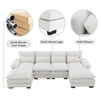 110*55 Modern U-Shaped Sectional Sofa with Waist Pillows,6-Seat Upholstered Symmetrical Sofa Furniture