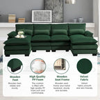 110*55 Modern U-Shaped Sectional Sofa with Waist Pillows,6-Seat Upholstered Symmetrical Sofa Furniture