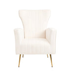 Velvet Accent Chair, Wingback Arm Chair with Gold Legs, Upholstered Single Sofa for Living Room Bedroom