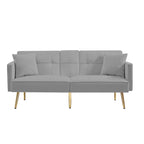 Velvet Futon Sofa Bed with Gold Metal Legs for Living Room, Entryway, Hallway, Office