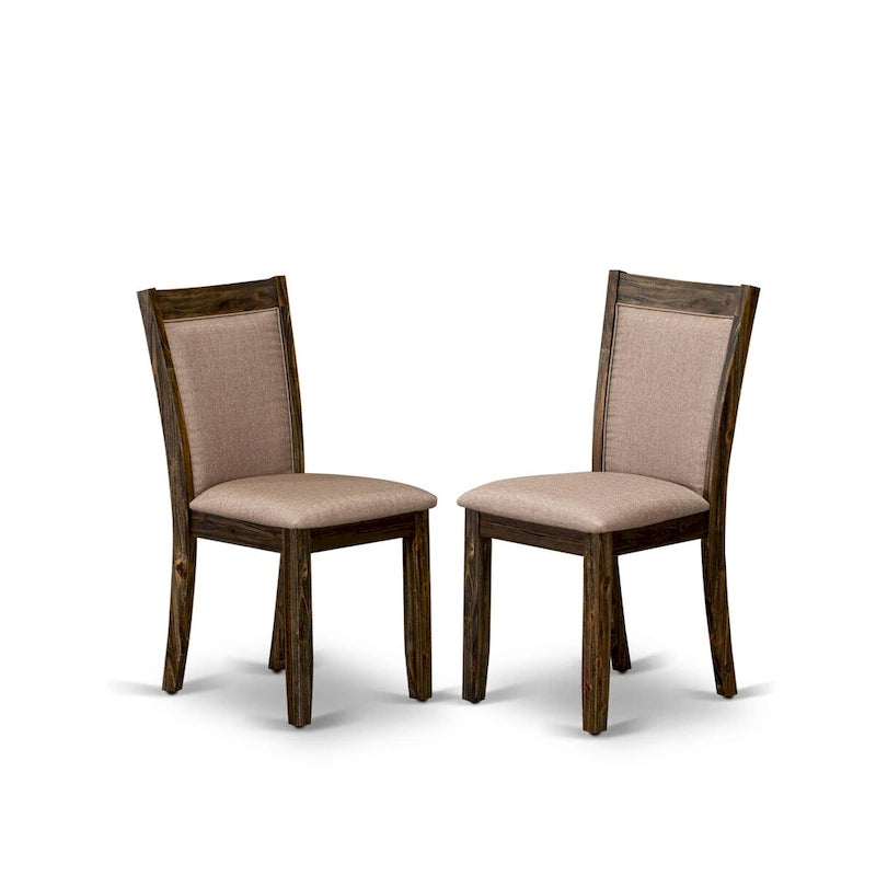 East West Furniture Dining Table Set- a Kitchen Table and Dark Khaki Linen Fabric Chairs, Distressed Jacobean(Pieces Options)