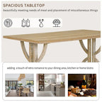 6-Piece Retro Rectangular Dining Table Set,Table with Unique Legs and 4 Upholstered Chairs & 1 Bench for Dining Room and Kitchen