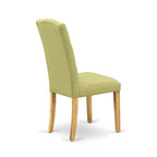 East West Furniture 3 Piece Dining Table Set- a Rectangle Kitchen Table and 2 Limelight Linen Fabric Upholstered Chairs, Oak