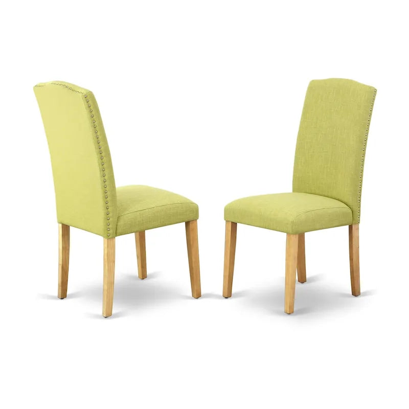 East West Furniture 3 Piece Dining Table Set- a Rectangle Kitchen Table and 2 Limelight Linen Fabric Upholstered Chairs, Oak