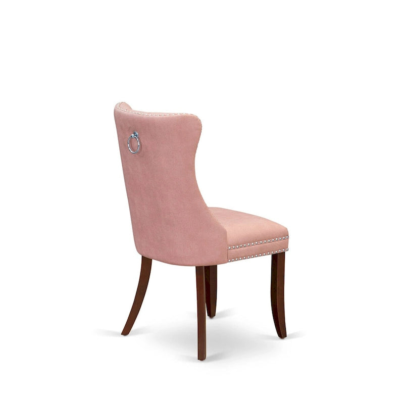 East West Furniture Dining Room Set Consists of a Rectangle Kitchen Table and Upholstered Chairs, Mahogany (Pieces Options)