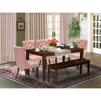East West Furniture Dining Room Set Consists of a Rectangle Kitchen Table and Upholstered Chairs, Mahogany (Pieces Options)