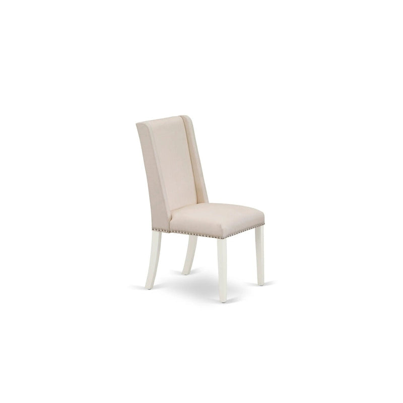 East West Furniture 9 Piece Kitchen Table Set- an Oval Dining Table and 8 Cream Linen Fabric Parson Chairs, Linen White