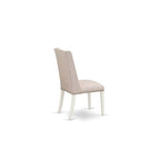 East West Furniture 9 Piece Kitchen Table Set- an Oval Dining Table and 8 Cream Linen Fabric Parson Chairs, Linen White