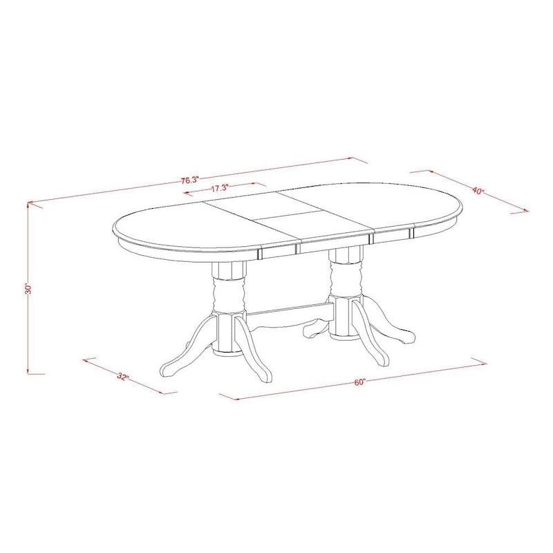 East West Furniture 9 Piece Kitchen Table Set- an Oval Dining Table and 8 Cream Linen Fabric Parson Chairs, Linen White