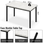 Grondin Mid-Century Modern Faux Marble Top 5-Piece Dining Table Set with 4 Faux Leather Matching Dining Chairs for Kitchen
