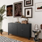 60-in Modern Matte Black 4 Door Wooden Sideboard Buffet Server Accent Storage Cabinet