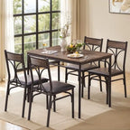 Javlergo Modern 5-pieces Dining Table Set with 4 Chairs, Kitchen Dining Room Table Set for 4, Brown
