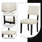5-Piece Round Dining Table Set Pedestal Kitchen Table Set with 4 Upholstered Dining Chairs for Studio, Apartment, Small Places