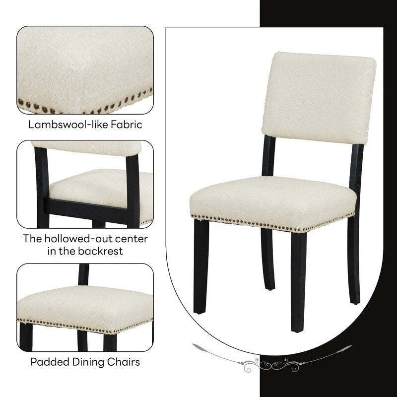 5-Piece Round Dining Table Set Pedestal Kitchen Table Set with 4 Upholstered Dining Chairs for Studio, Apartment, Small Places
