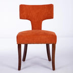 Modern Dining Chairs Set of 2, Farmhouse Linen Fabric Upholstered Accent Chair Curved Backrest with Copper Nails around