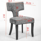 Modern Dining Chairs Set of 2, Farmhouse Linen Fabric Upholstered Accent Chair Curved Backrest with Copper Nails around
