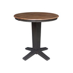 36 in Round Top Pedestal Counter Height Dining Table with 12 in Leaf