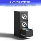 3-Drawers 14.96 W Metal Vertical File Cabinet with Lock Office Home Vertical File Cabinet for A4 Legal/Letter Size