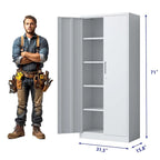 Metal Garage Storage Cabinet Tool Steel with Doors and 4 Shelves