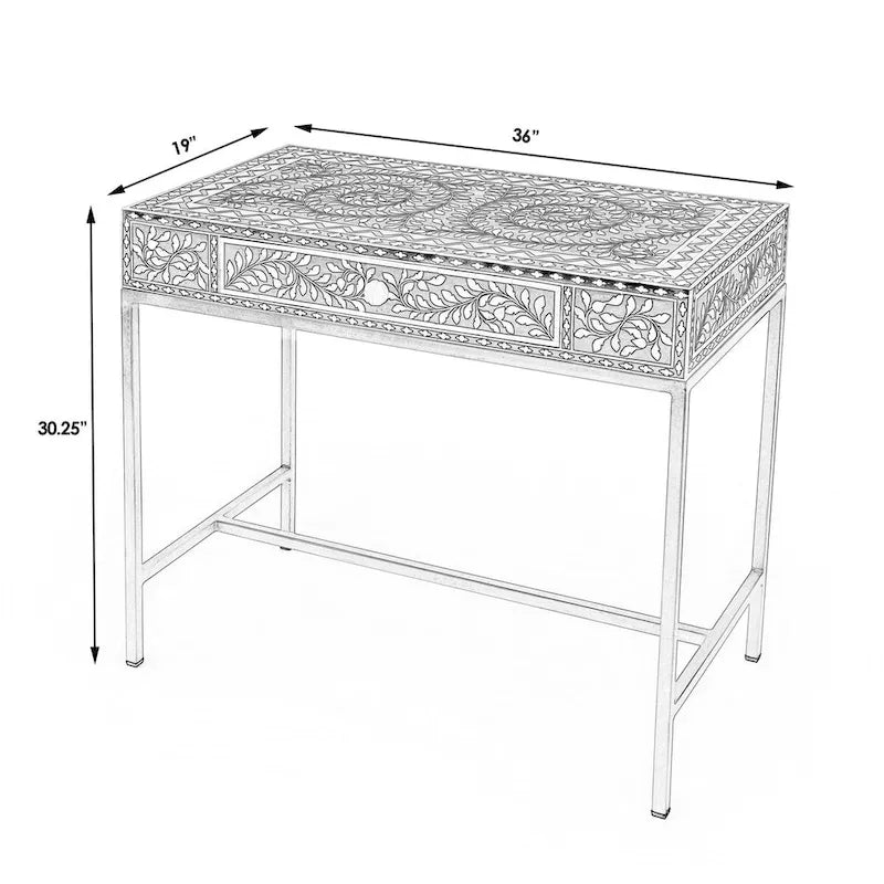 Butler Perilla Black and White Bone Inlay Writing Desk