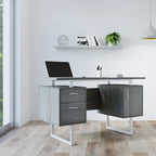 Deluxe Stylish Modern Grey Computer Desk with Storage