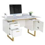Deluxe Stylish Modern Grey Computer Desk with Storage