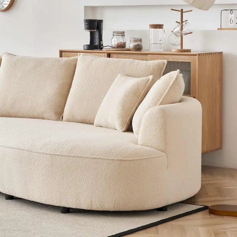 122.8 Modern Teddy Fabric Cloud Curved Sofa -- Left Facing